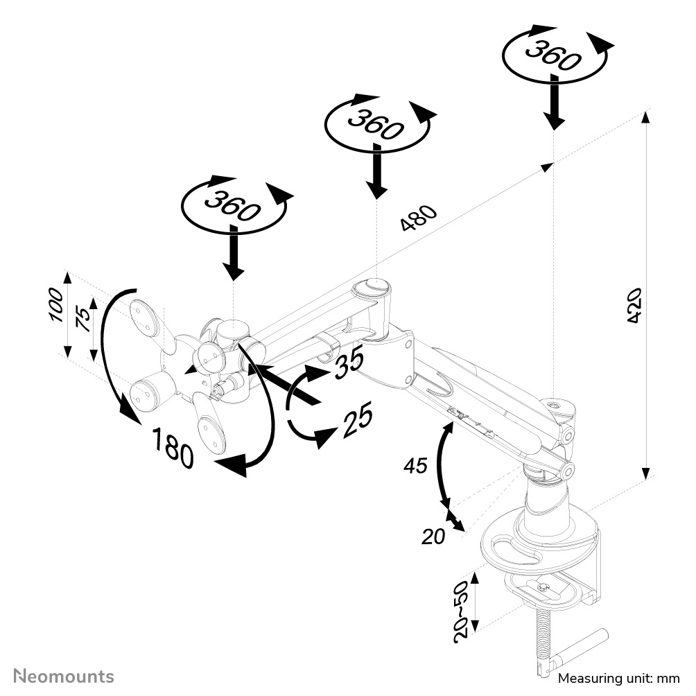 Neomounts monitor arm desk mount